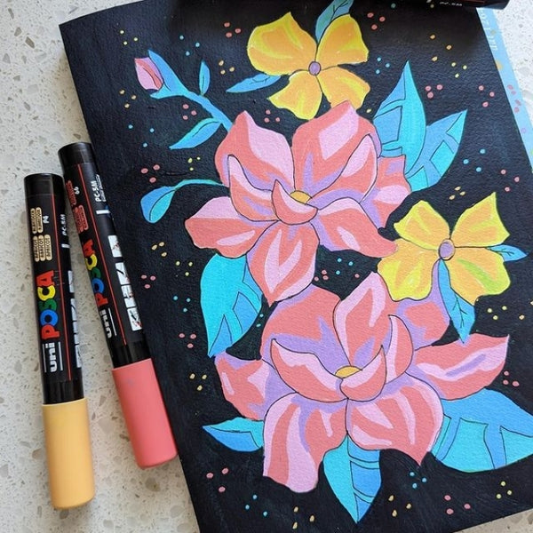 55 creating a black background for posca pen flowers