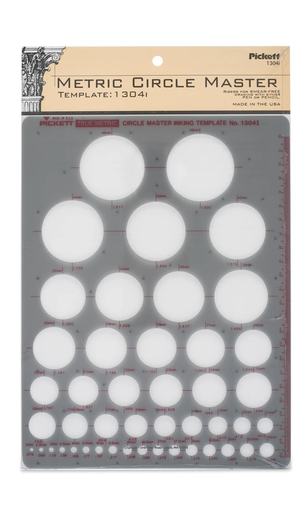 Chartpak-Pickett 1304I Metric Circle Master Template 2mm-48mm