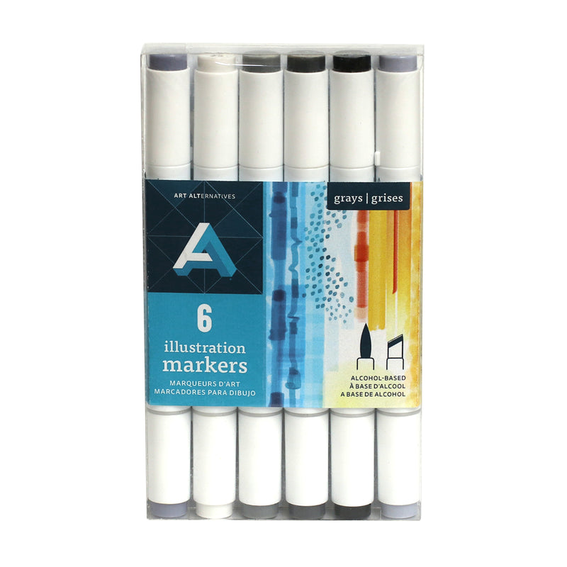 Art Alternatives Illustration Marker 6-Marker Set - Gray Tones