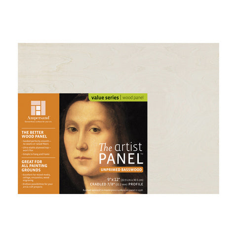 Artist Panel Unprimed Basswood - 7/8“ Cradled
