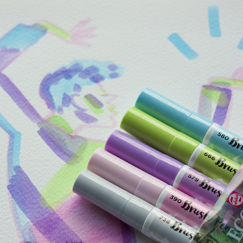 Ecoline Liquid Watercolor Brush Pen - Pastel Set of 5