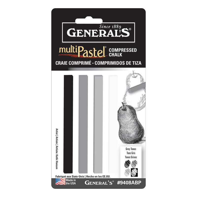 General's MultiPastel Compressed Pastel Chalk Sticks - 4-Color Set - Gray Tones