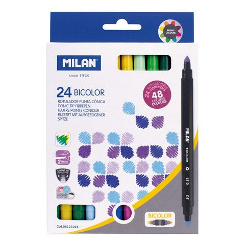 Milan Bicolour Conical Fibertiped - 24 piece Set