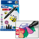 Milan Kids Maxi Tip Bicolor Water-Based Markers - 8 Piece Set