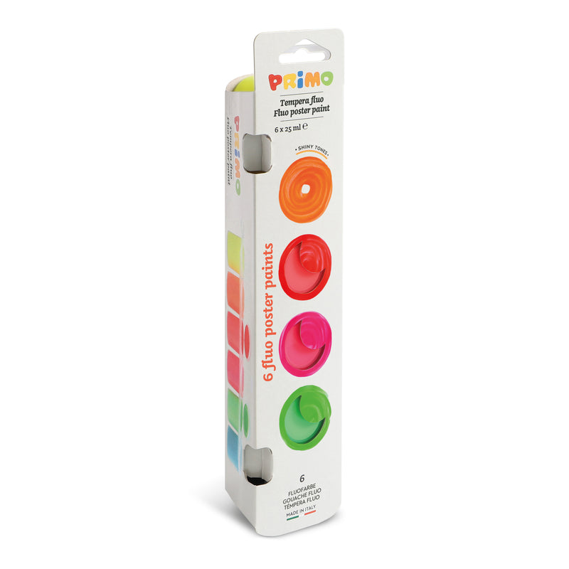 PRiMO Premium Tempera Paint Pot 6-Colour Fluorescent Set