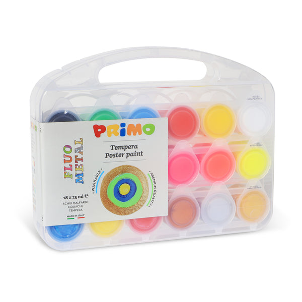 PRiMO Premium Tempera Paint Pot Carry 18-Color Carry Set