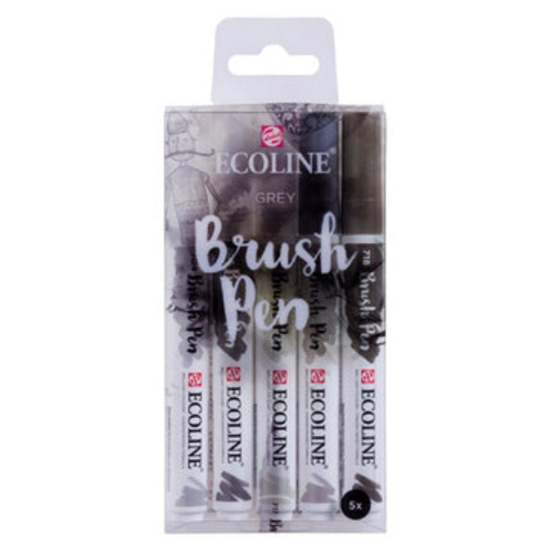 Ecoline Liquid Watercolor Brush Pen - Grey Tones Set of 5
