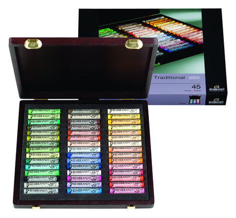 Rembrandt Soft Pastel Wood Box Stick Landscape - Set of 45