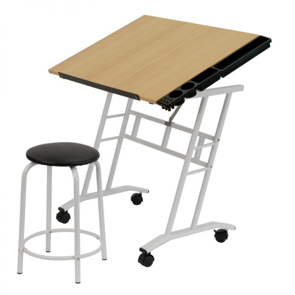 Studio Craft Center White and Maple With Stool