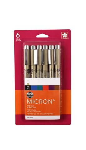 Pigma Micron color pen set of 6