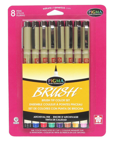 Sakura Pigma Brush Pen 8-Piece Assorted Set