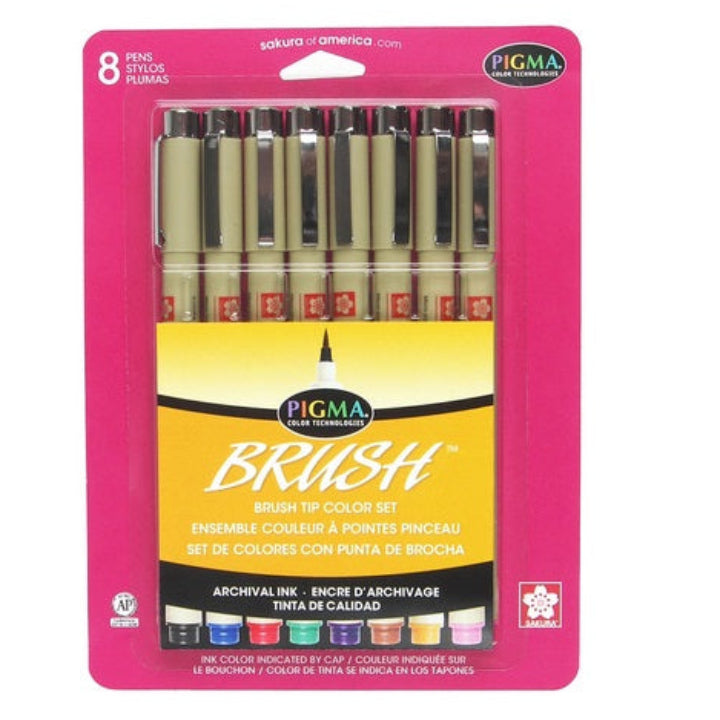 Sakura Pigma Brush Pen 8-Piece Assorted Set