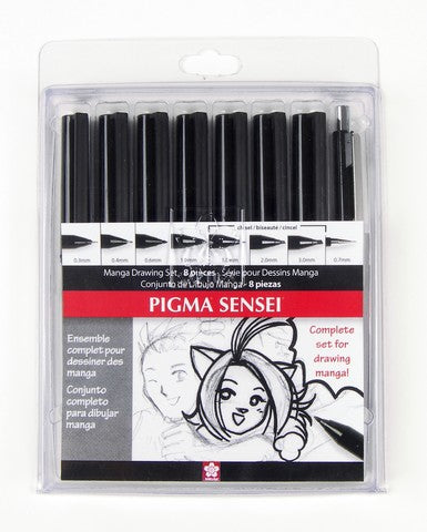 Sakura Pigma Sensei Manga Drawing Kit - 8 Piece Set in Black