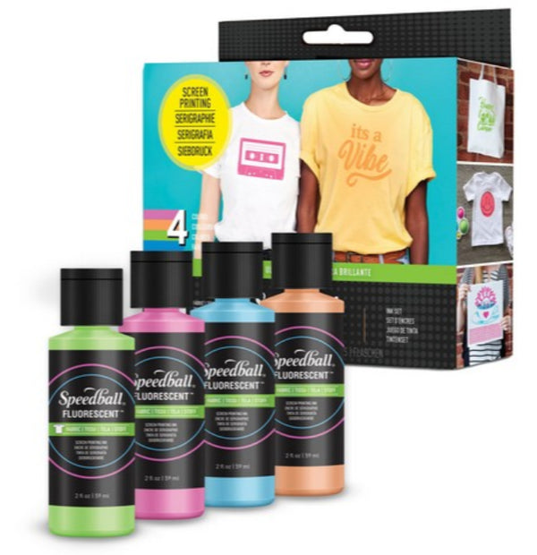 Fabric Screen Printing Ink 4-Piece Flourescent Set