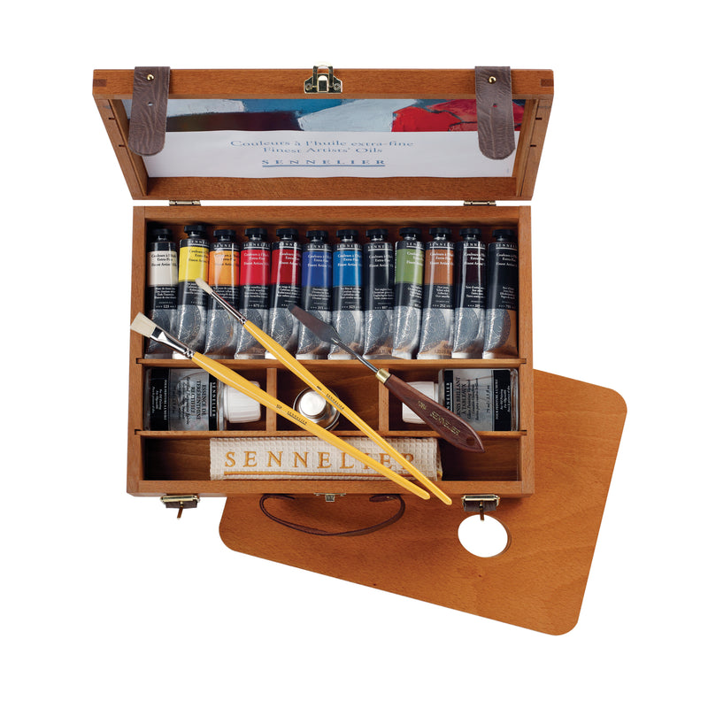 Sennelier Artist' Oil 12-Color Deluxe Wood Box Set