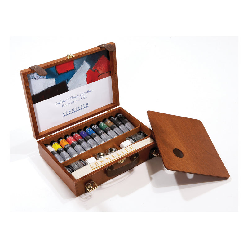 Sennelier Artist' Oil 12-Color Deluxe Wood Box Set