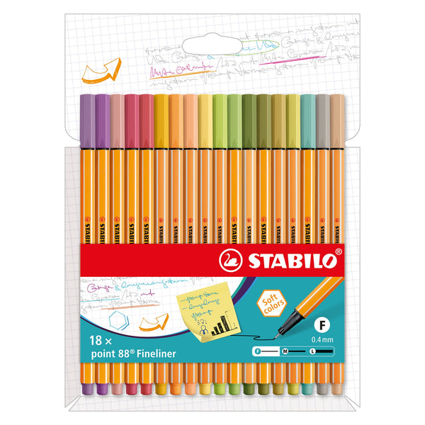 Stabilo Point 88 Pen - 18 Soft Colours Set