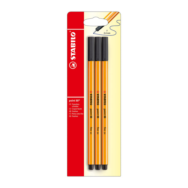 Stabilo Point 88 Pen 3-Pen Set - Black