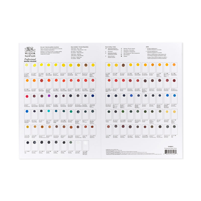 Winsor & Newton Professional Watercolour Dot Card Colour Chart