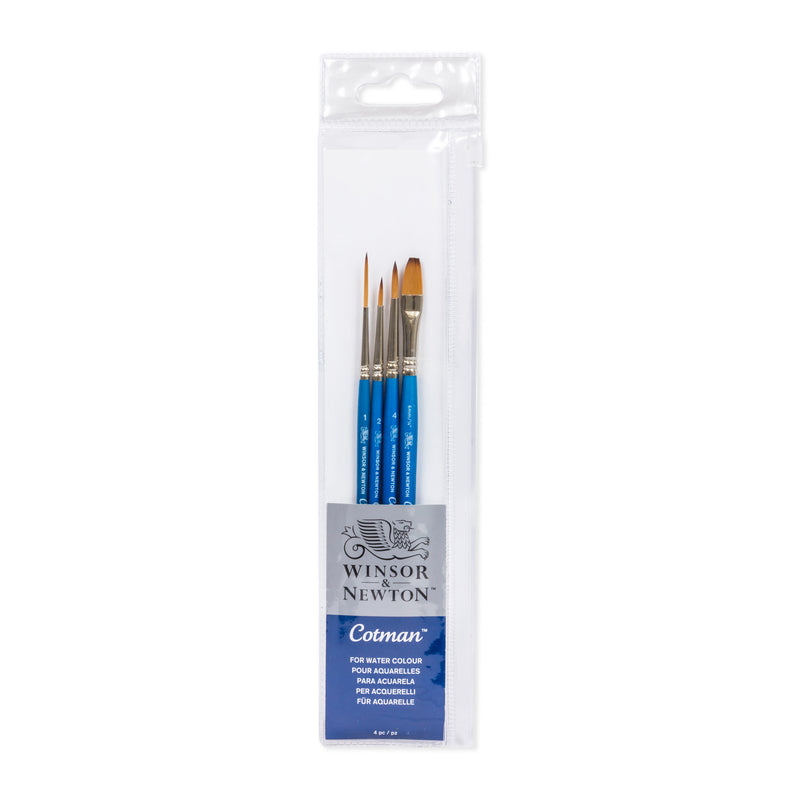 Winsor & Newton Cotman Brush 4-Pack - Rounds, Rigger & One Stroke