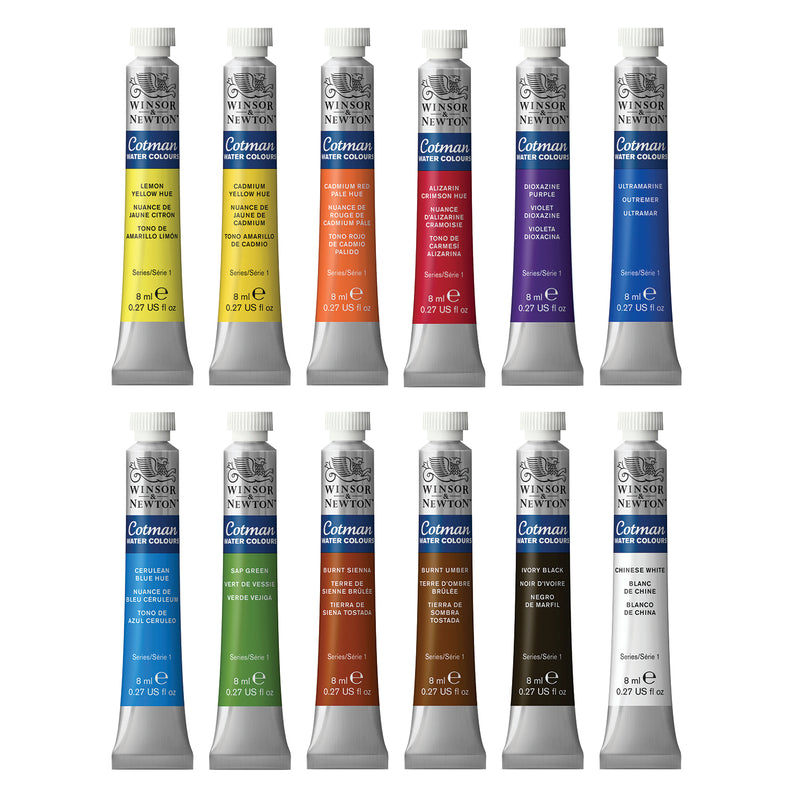 Winsor & Newton Cotman Watercolour Tube Set - 12 x 8ml