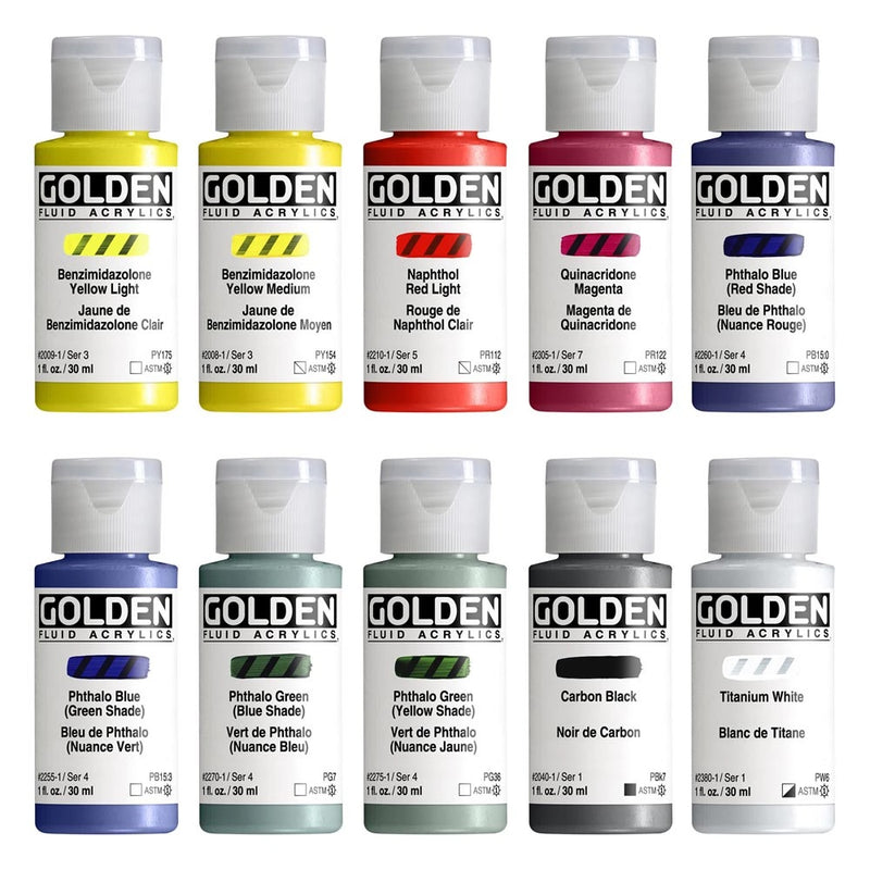 Golden Fluid Acrylic Mixing Set  10 x 1oz
