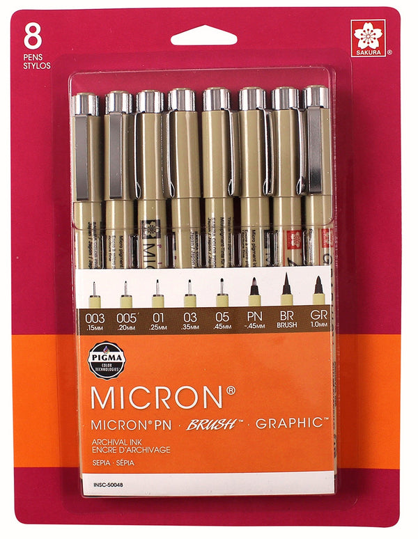 Sakura Pigma Micron 8-Piece Sepia Set