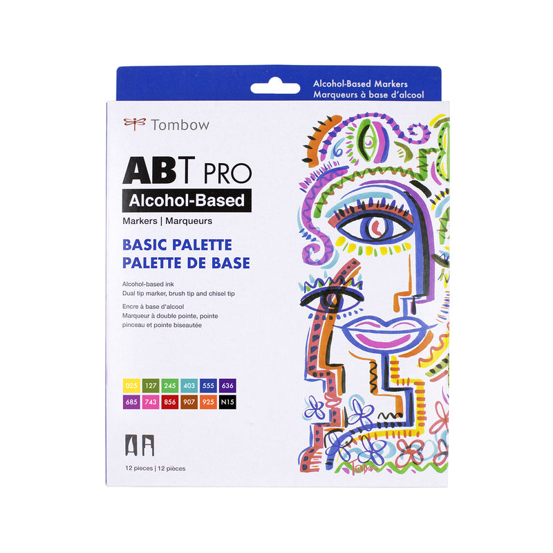 Tombow ABT Pro Alcohol Based Marker Set of 12 - Basic Palette