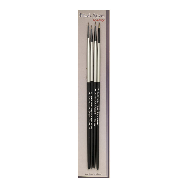 Black Silver Long Handle Brush Sets