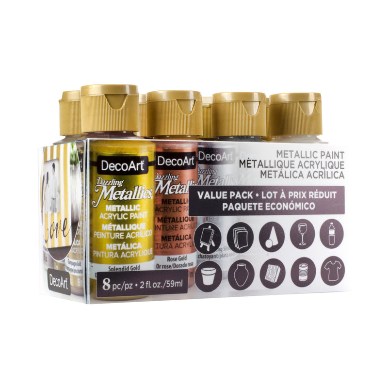 DecoArt Dazzling Metallics Paint Pouring Pack - 8 x 2oz