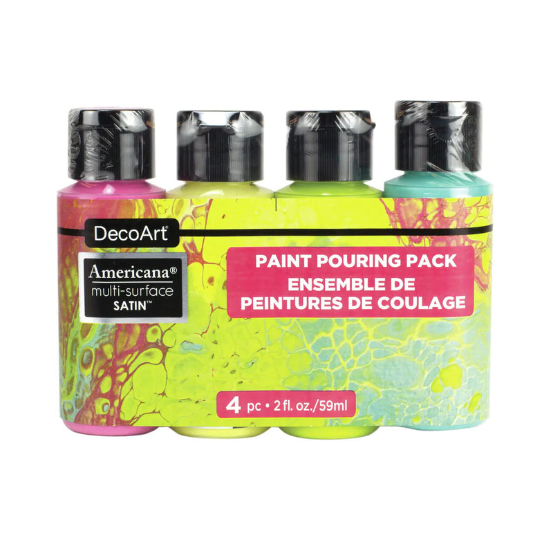 DecoArt Americana Multi-Surface Satin Paint Pouring Pack - Brights