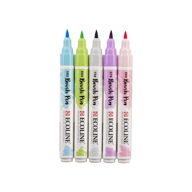 Ecoline Liquid Watercolour Brush Pen - Pastel Set of 5