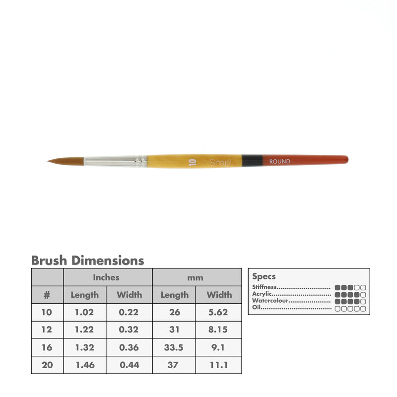 Princeton 9650 Snap! Gold Taklon Short Handle Brushes