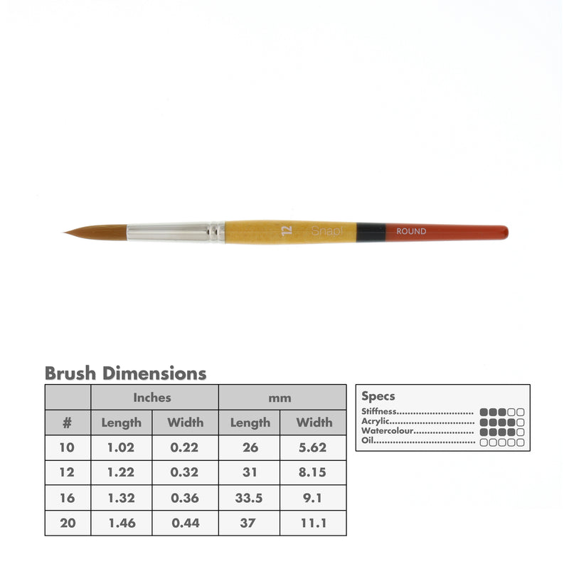 Princeton 9650 Snap! Gold Taklon Short Handle Brushes