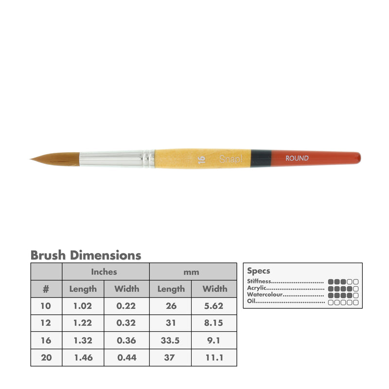 Princeton 9650 Snap! Gold Taklon Short Handle Brushes