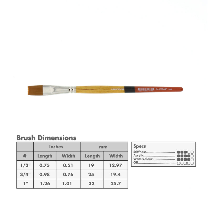 Princeton 9650 Snap! Gold Taklon Short Handle Brushes