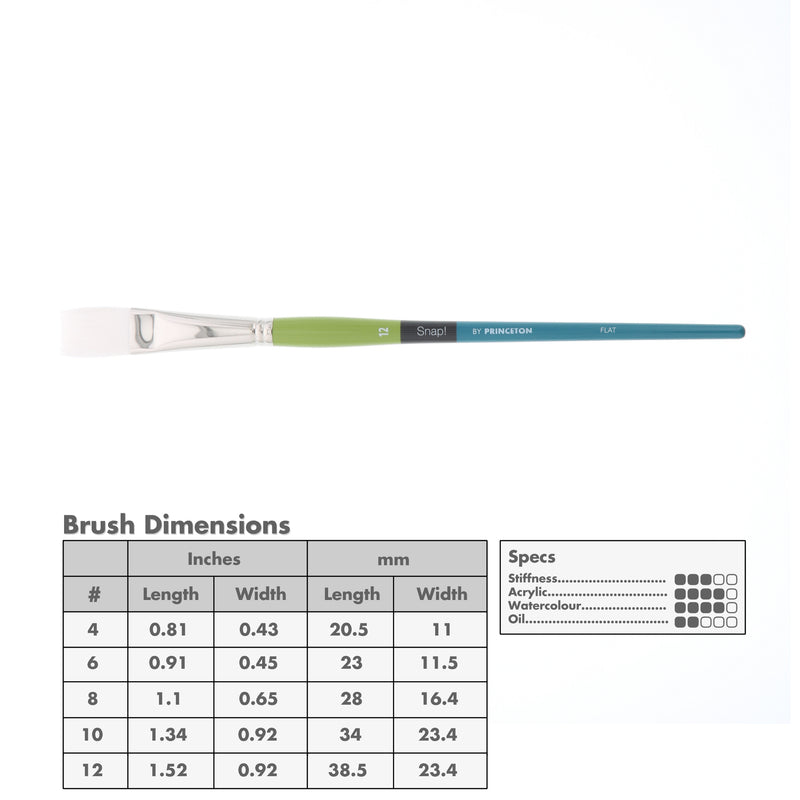 Princeton 9800 Snap! White Taklon Long Handle Brushes