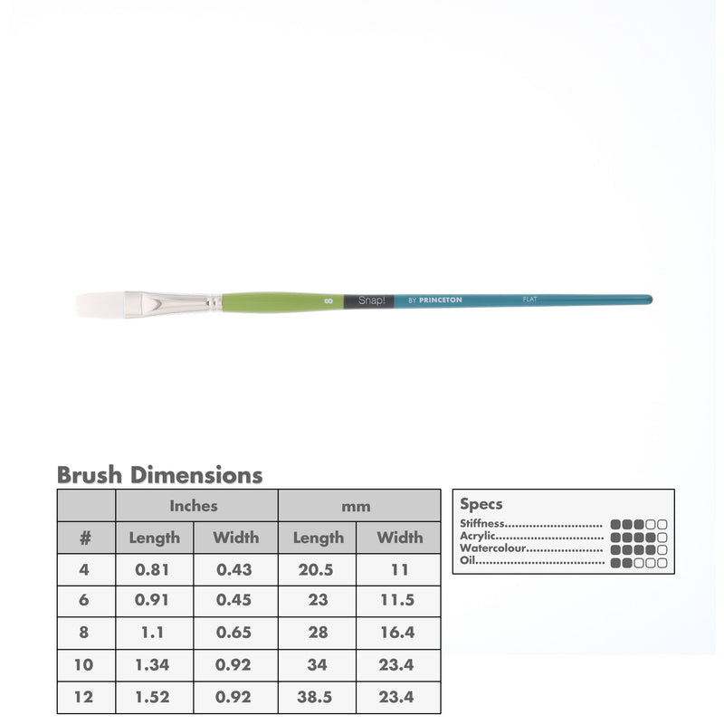 Princeton 9800 Snap! White Taklon Long Handle Brushes