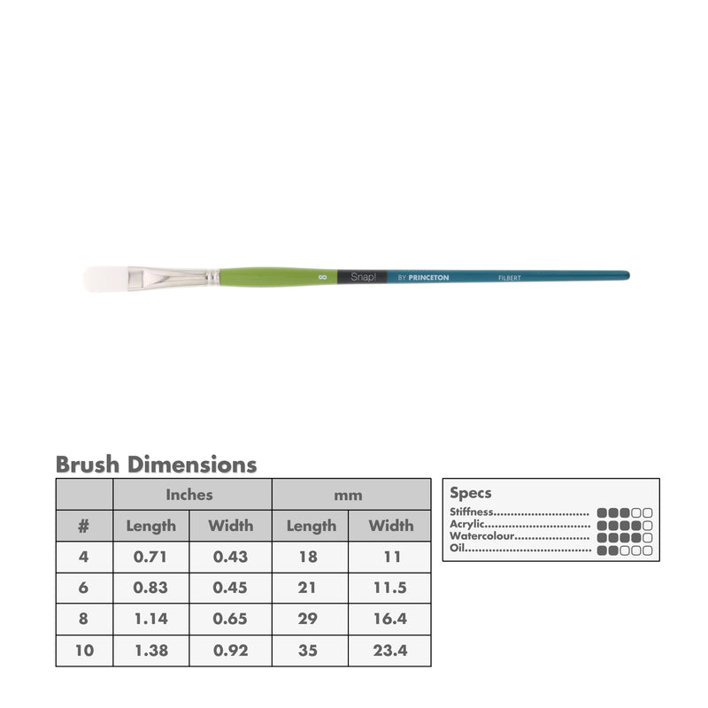 Princeton 9800 Snap! White Taklon Long Handle Brushes