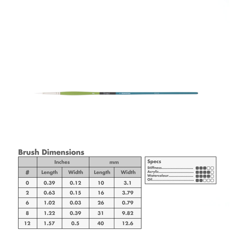 Princeton 9800 Snap! White Taklon Long Handle Brushes