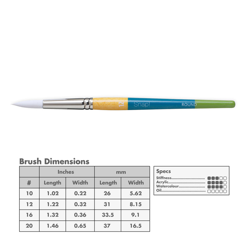 Princeton 9850 Snap! White Taklon Short Handle Brushes