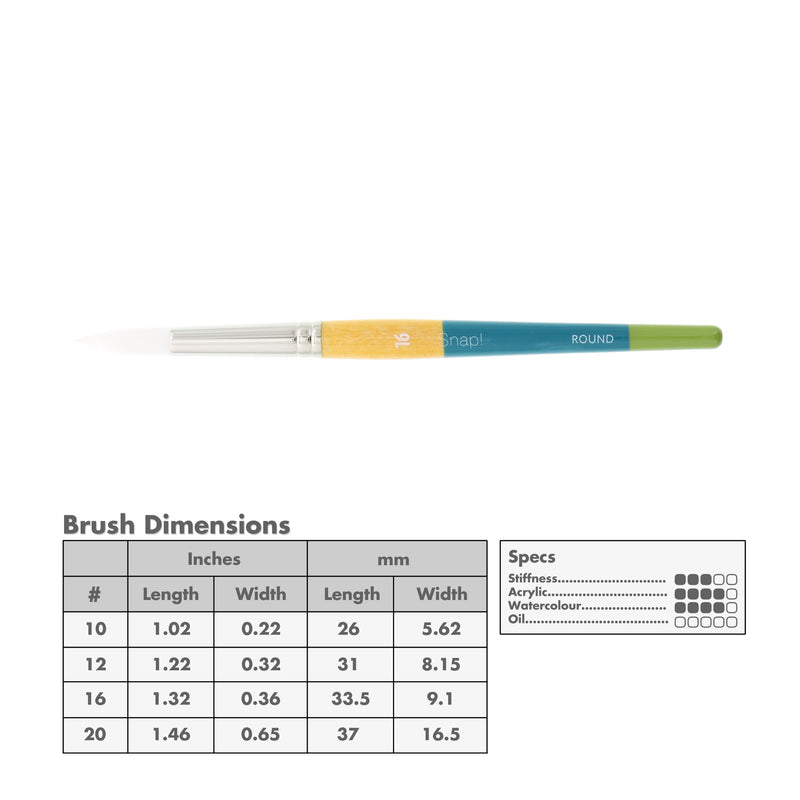 Princeton 9850 Snap! White Taklon Short Handle Brushes