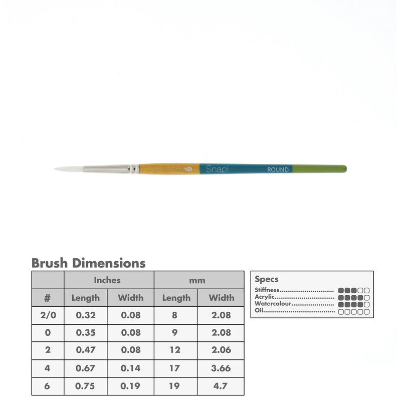 Princeton 9850 Snap! White Taklon Short Handle Brushes