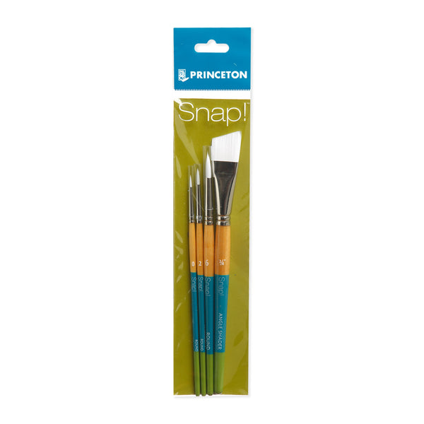 Princeton Snap! Brush Set 3 - 9850 White Taklon Short Handle - Set of 4