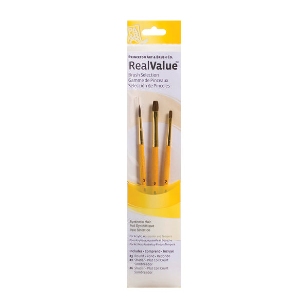 Princeton RealValue 3 Piece Brush Set - Yellow #9101