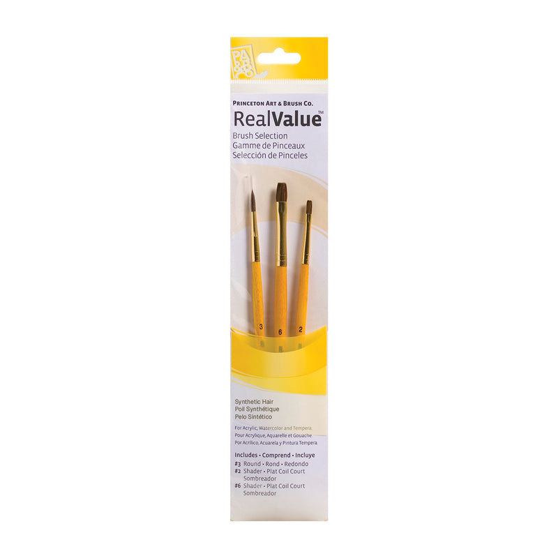 Princeton RealValue 3 Piece Brush Set - Yellow