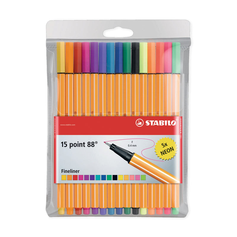 Stabilo Point 88 Fineliners Set of 15 Neon