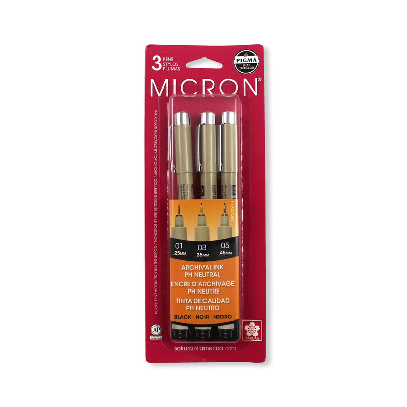 Sakura Pigma Micron 3-Piece Black Set