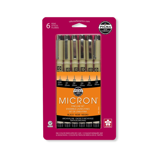 Sakura Pigma Micron 6-Piece Black Set