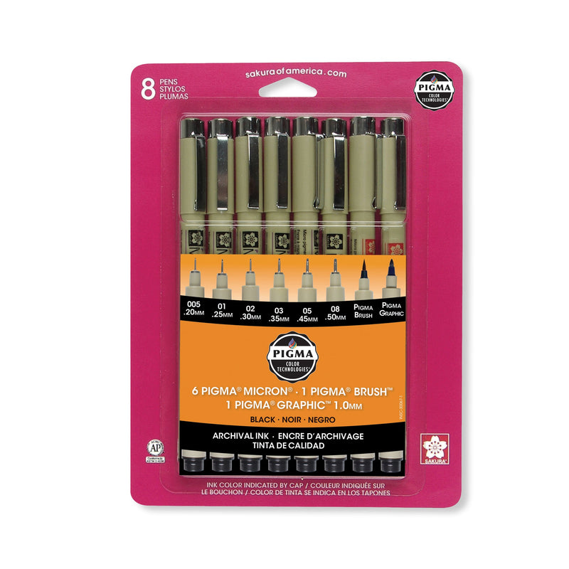 Sakura Pigma Micron 8-Piece Black Set